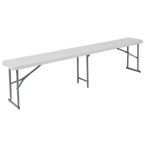 10.25''W X 71''L Bi-Fold Granite White Plastic Bench With Carrying Handle By Flash Furniture