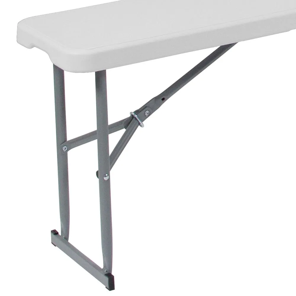 10.25''W X 71''L Bi-Fold Granite White Plastic Bench With Carrying Handle By Flash Furniture