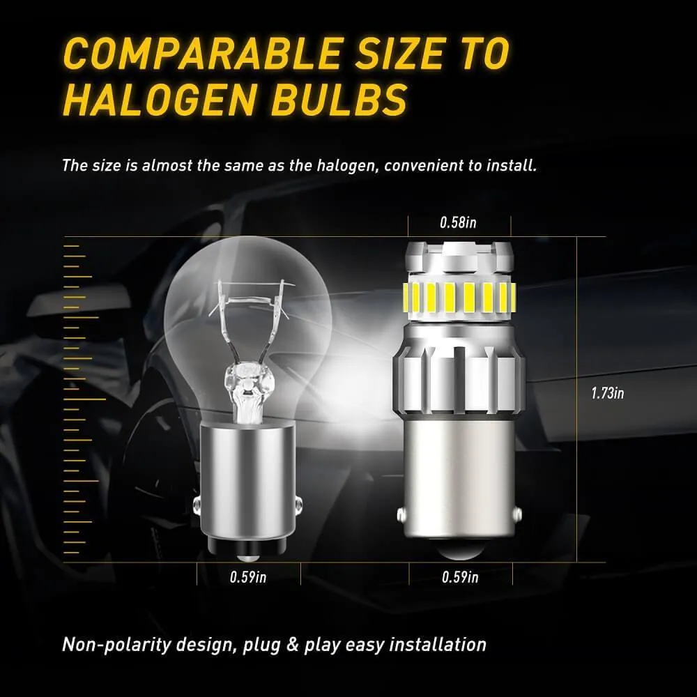 1156 BA15S LED Bulb Reverse Light, Instant Start, No Delay, White LED Replacement for Backup Light, Tail Brake Light