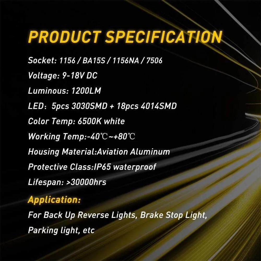 1156 BA15S LED Bulb Reverse Light, Instant Start, No Delay, White LED Replacement for Backup Light, Tail Brake Light