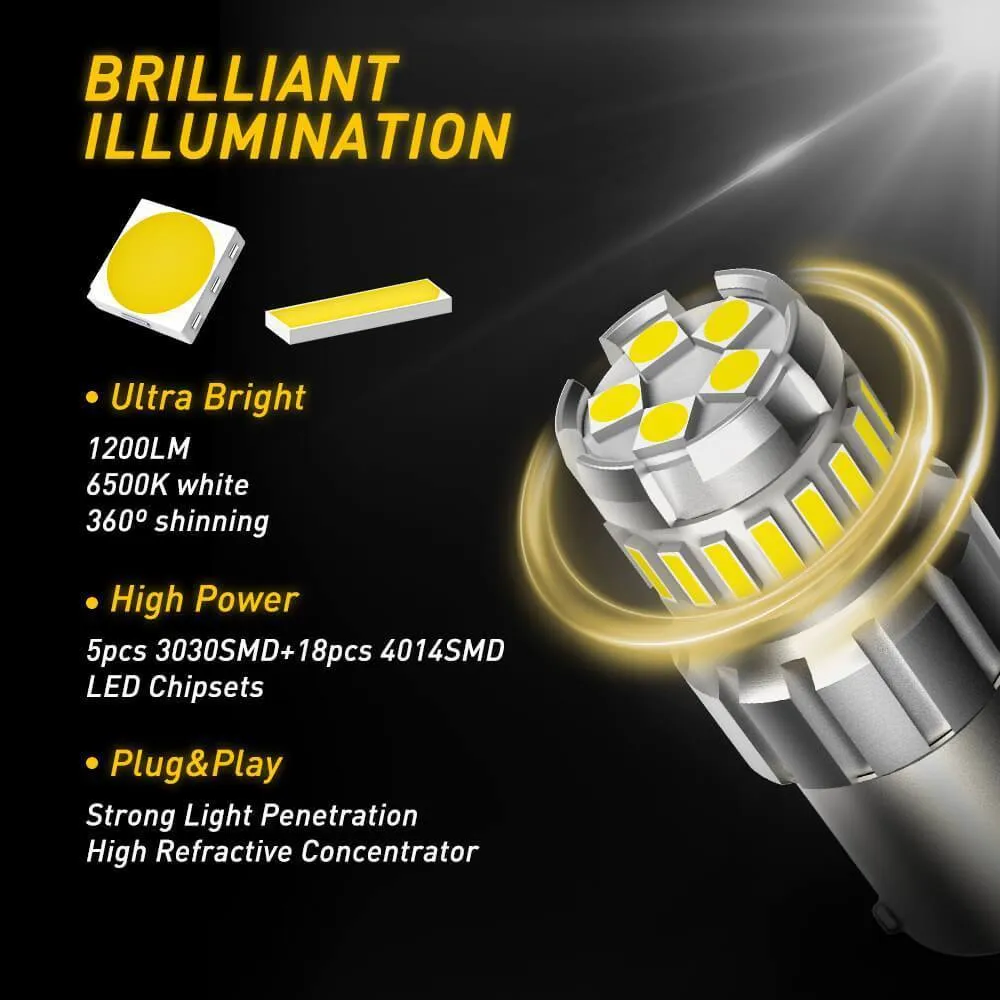 1156 BA15S LED Bulb Reverse Light, Instant Start, No Delay, White LED Replacement for Backup Light, Tail Brake Light
