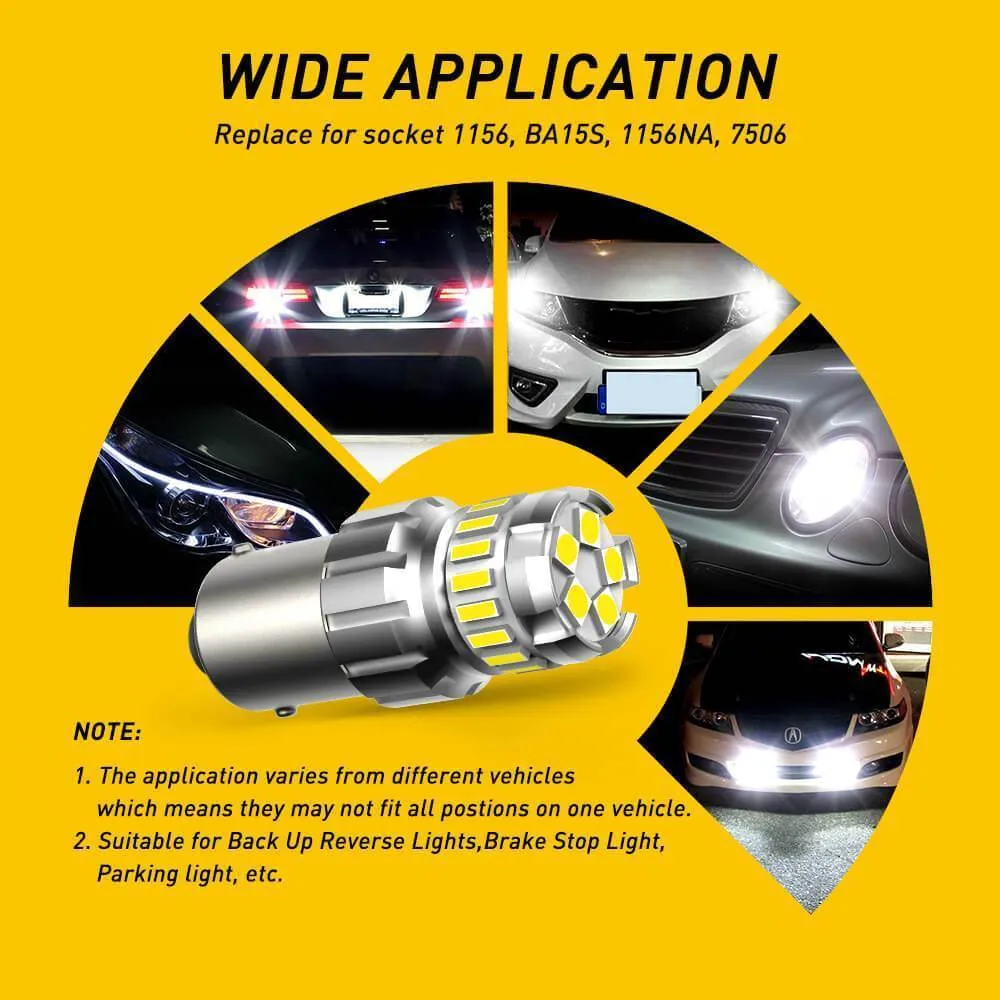 1156 BA15S LED Bulb Reverse Light, Instant Start, No Delay, White LED Replacement for Backup Light, Tail Brake Light
