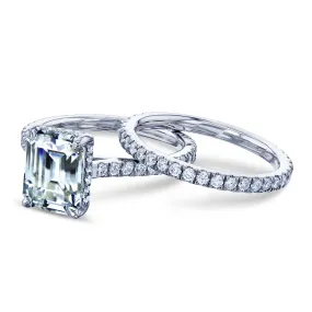 2.45 CT Emerald Moissanite Drop Halo Bridal Set