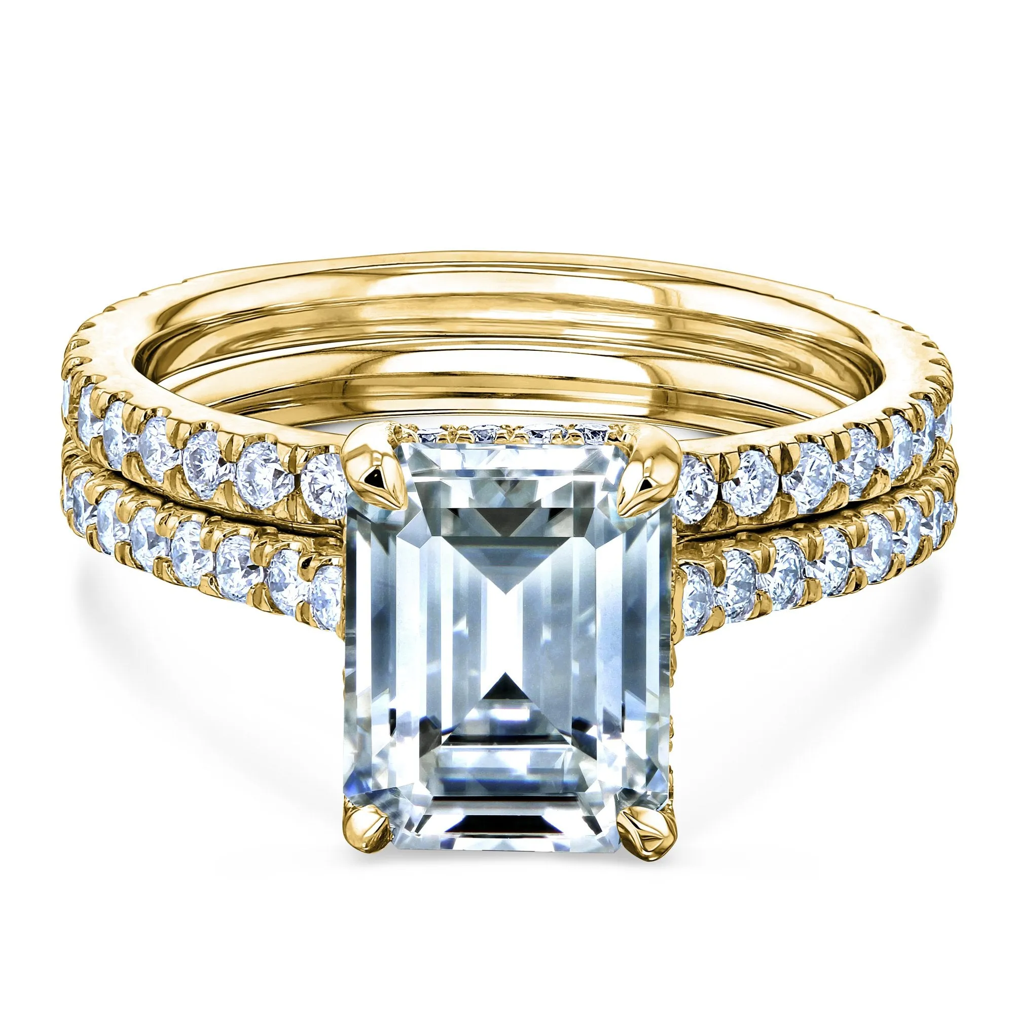 2.45 CT Emerald Moissanite Drop Halo Bridal Set