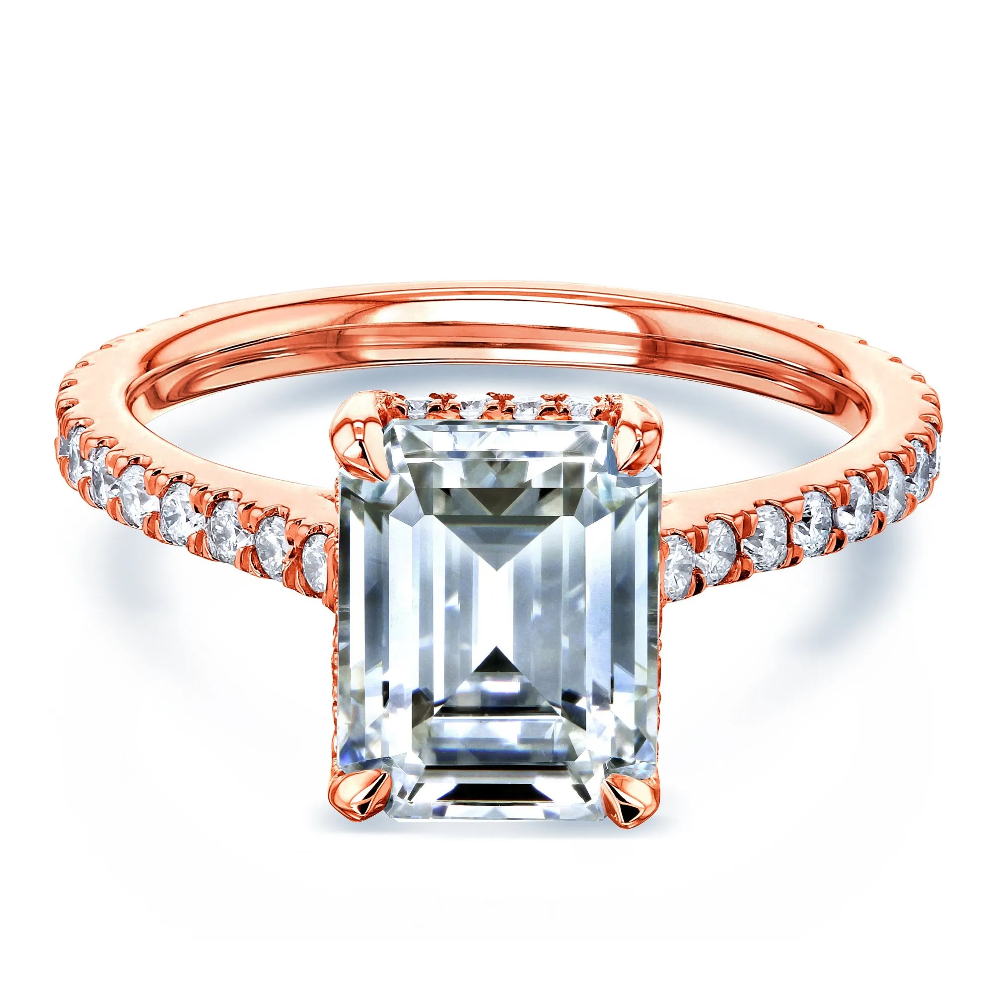 2.45 CT Emerald Moissanite Drop Halo Engagement Ring