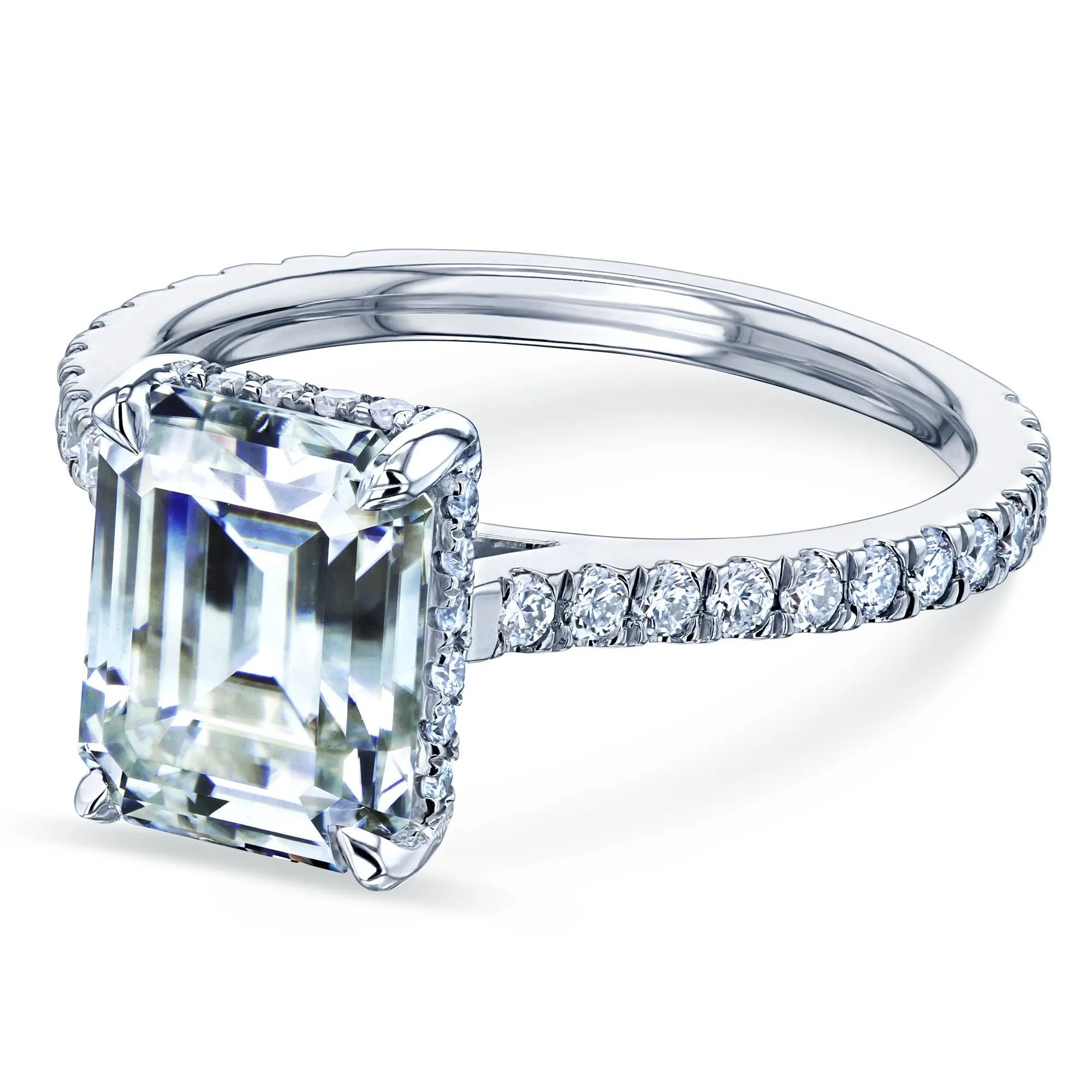 2.45 CT Emerald Moissanite Drop Halo Engagement Ring