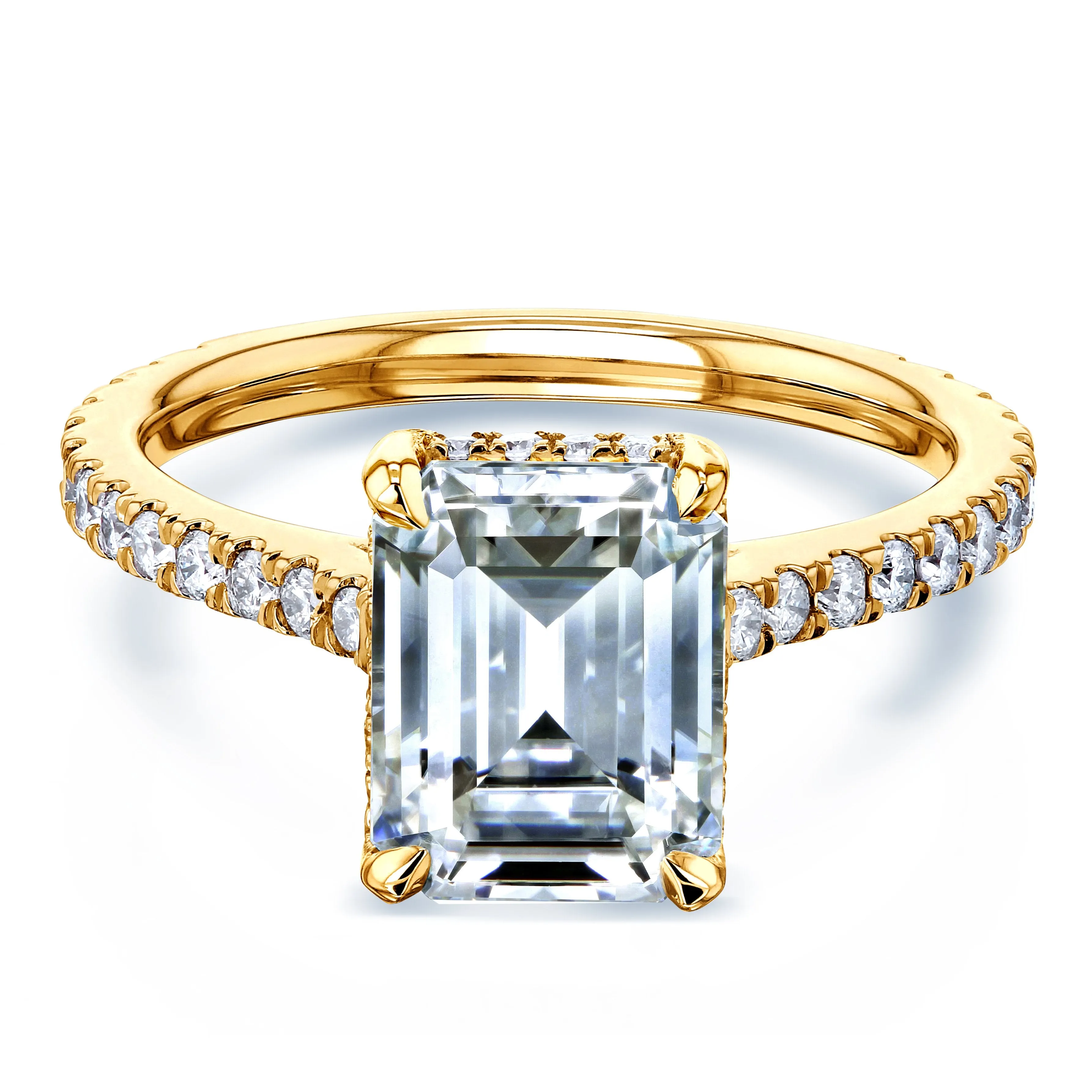 2.45 CT Emerald Moissanite Drop Halo Engagement Ring