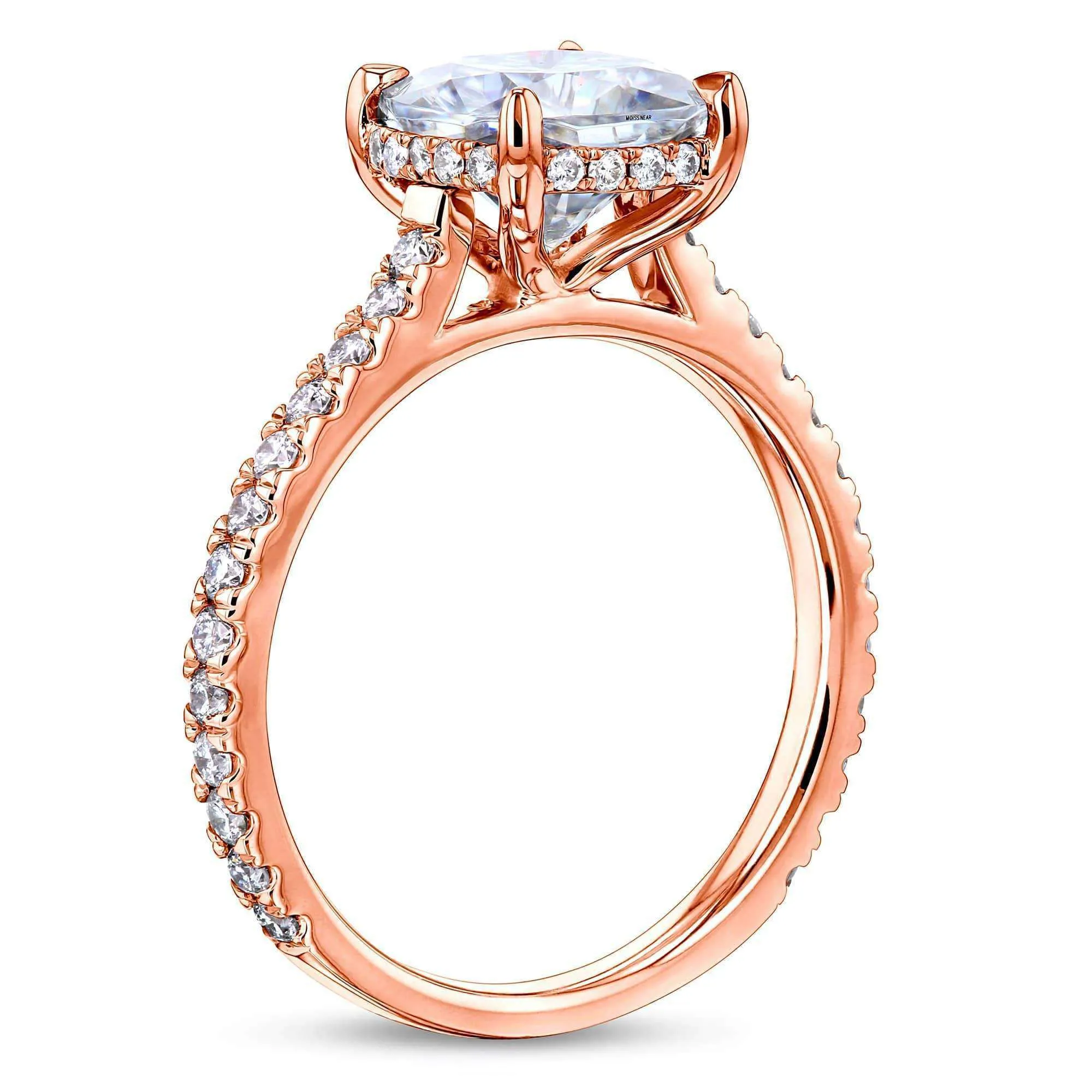 2ct Cushion Moissanite Drop Halo Ring