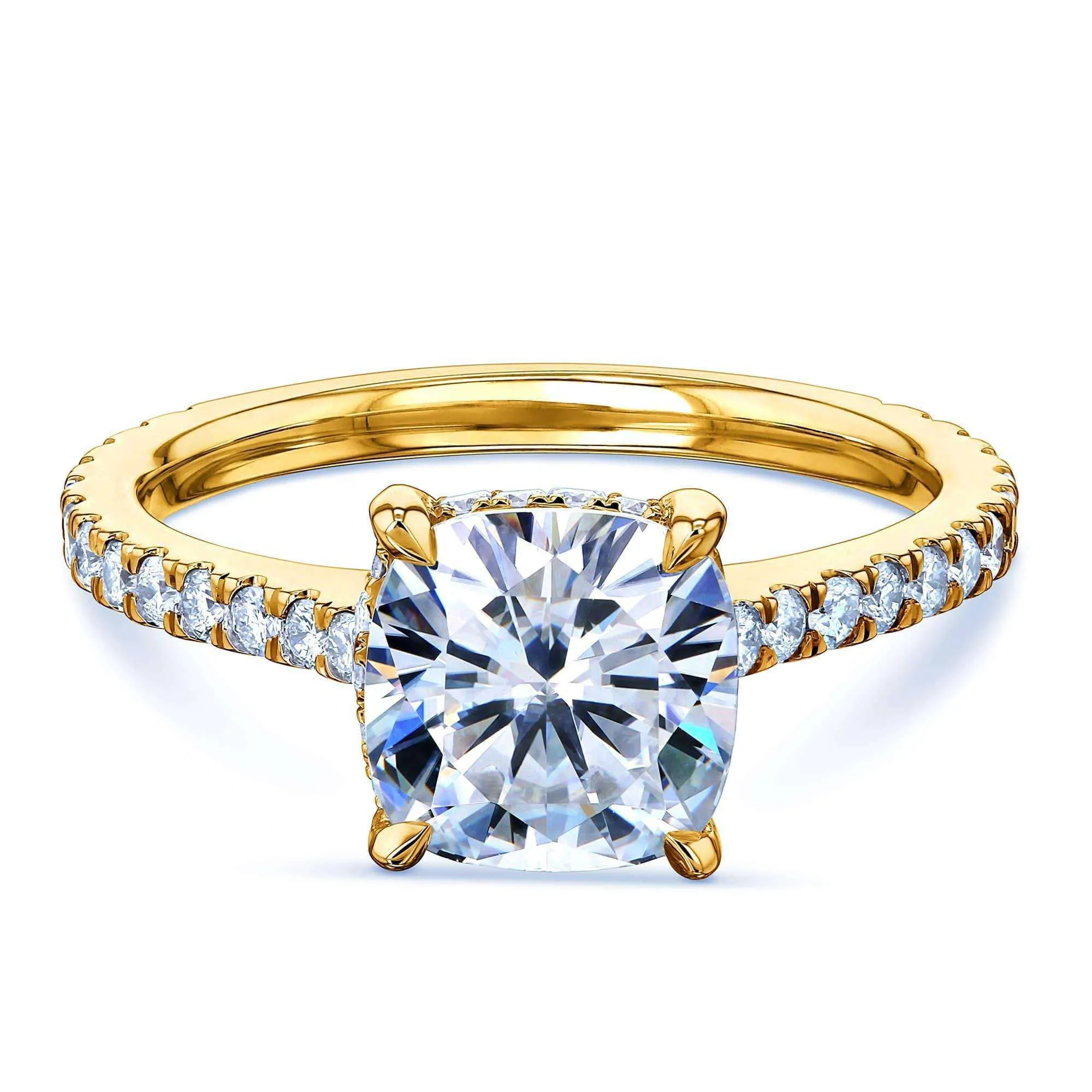 2ct Cushion Moissanite Drop Halo Ring