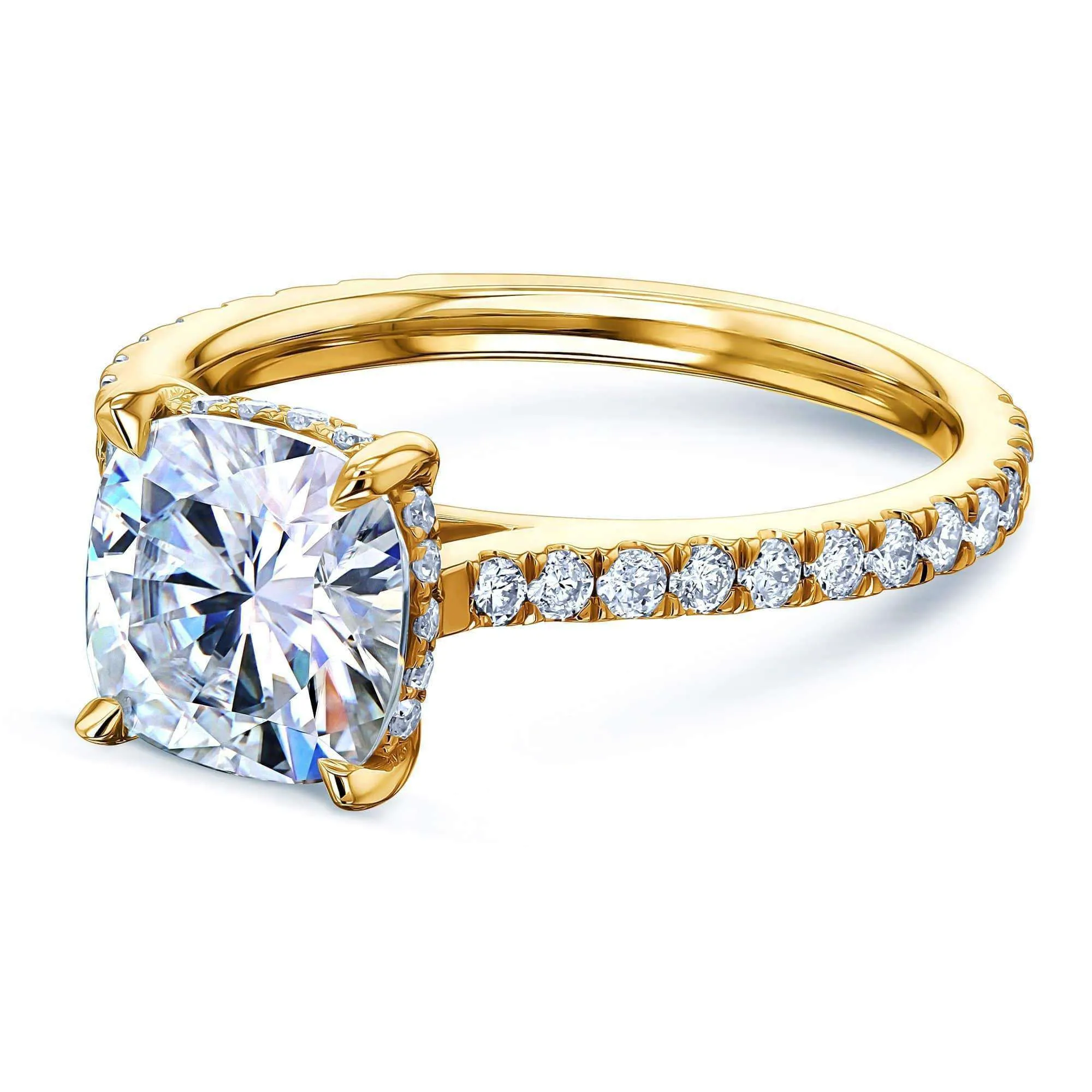 2ct Cushion Moissanite Drop Halo Ring