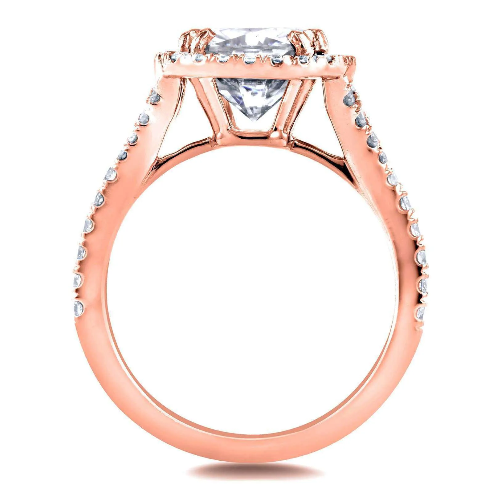 3-3/4ct.tw Bold Cushion Halo Bridal Set - Moissanite & Lab Diamonds