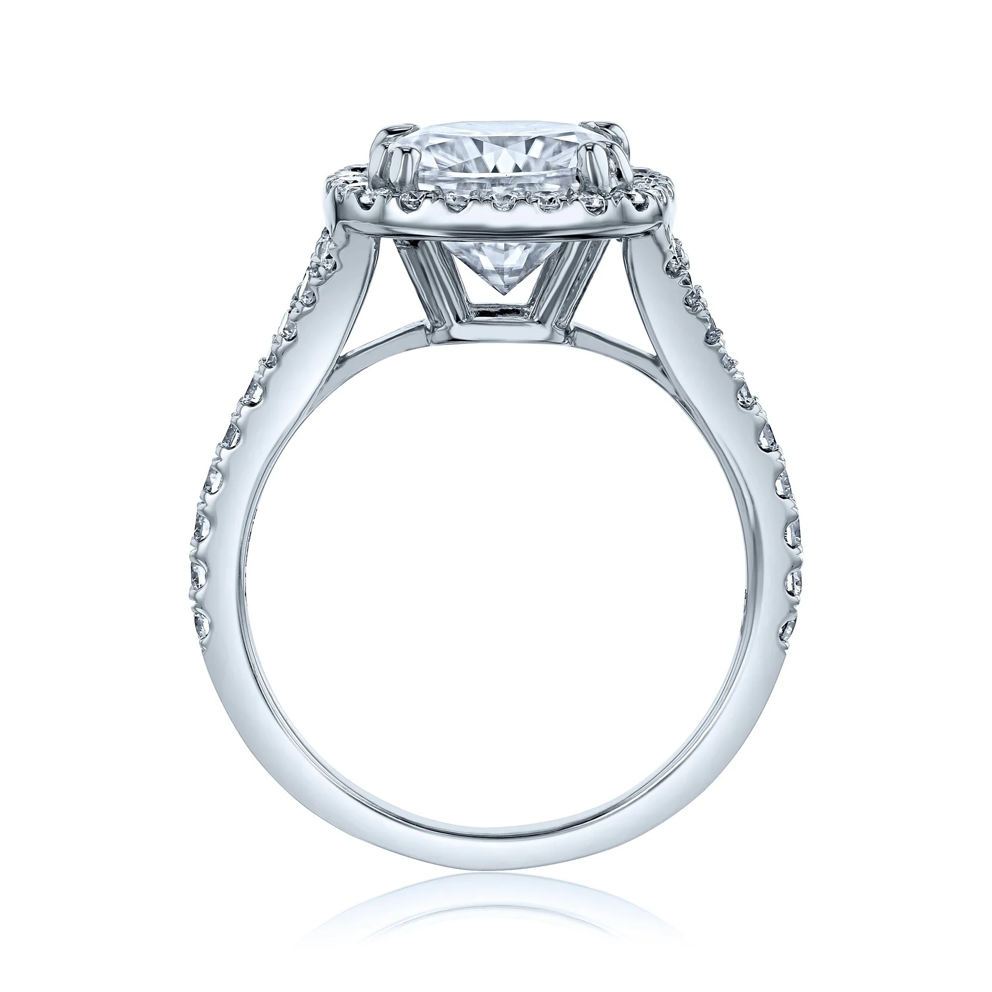 3-3/4ct.tw Bold Cushion Halo Bridal Set - Moissanite & Lab Diamonds