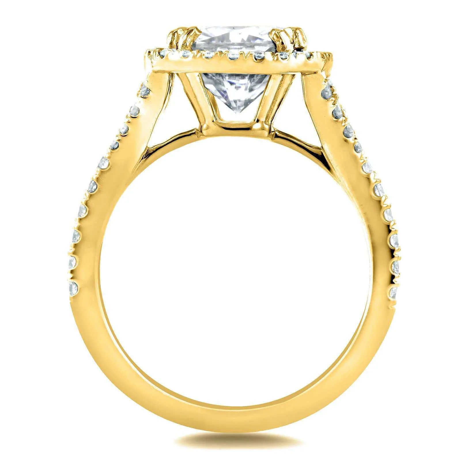 3-3/4ct.tw Bold Cushion Halo Bridal Set - Moissanite & Lab Diamonds