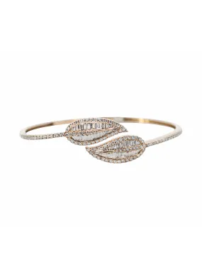 5.10ct Diamond 18K Gold Leaf Bangle Bracelet