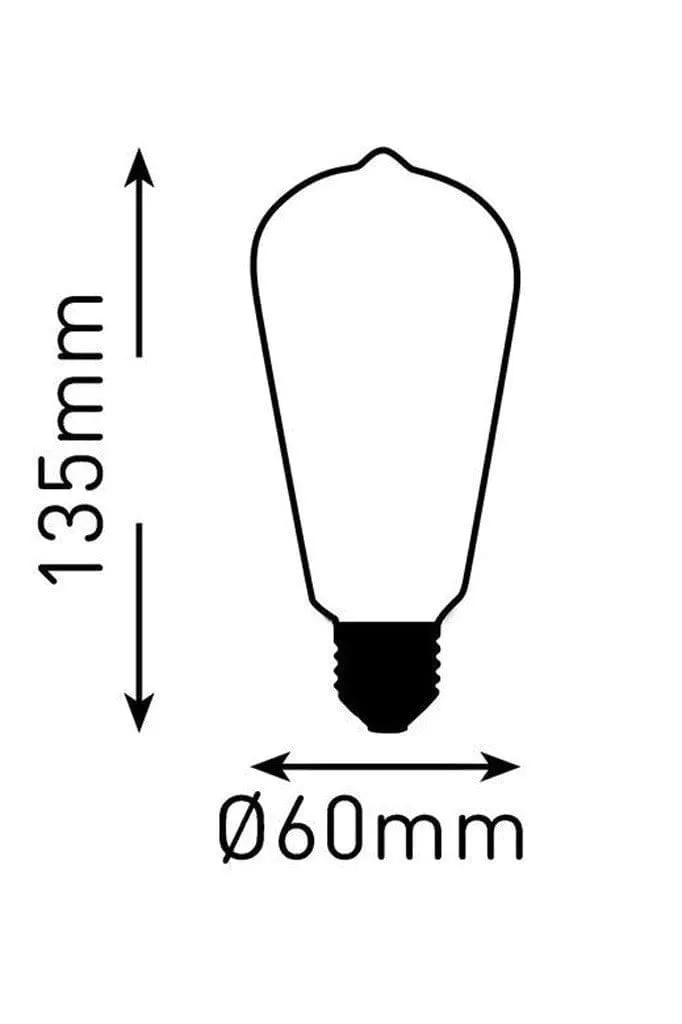 5W E27 Filament LED Cross Loop ST64 Teardrop 2200K Bulb Dimmable