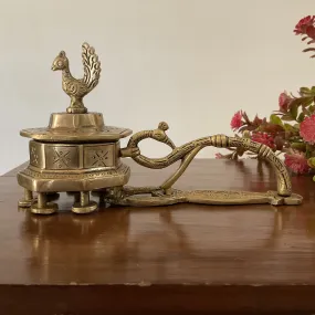 8 Inches Bird Brass Dhoop Dani With Handle, Incense Holder