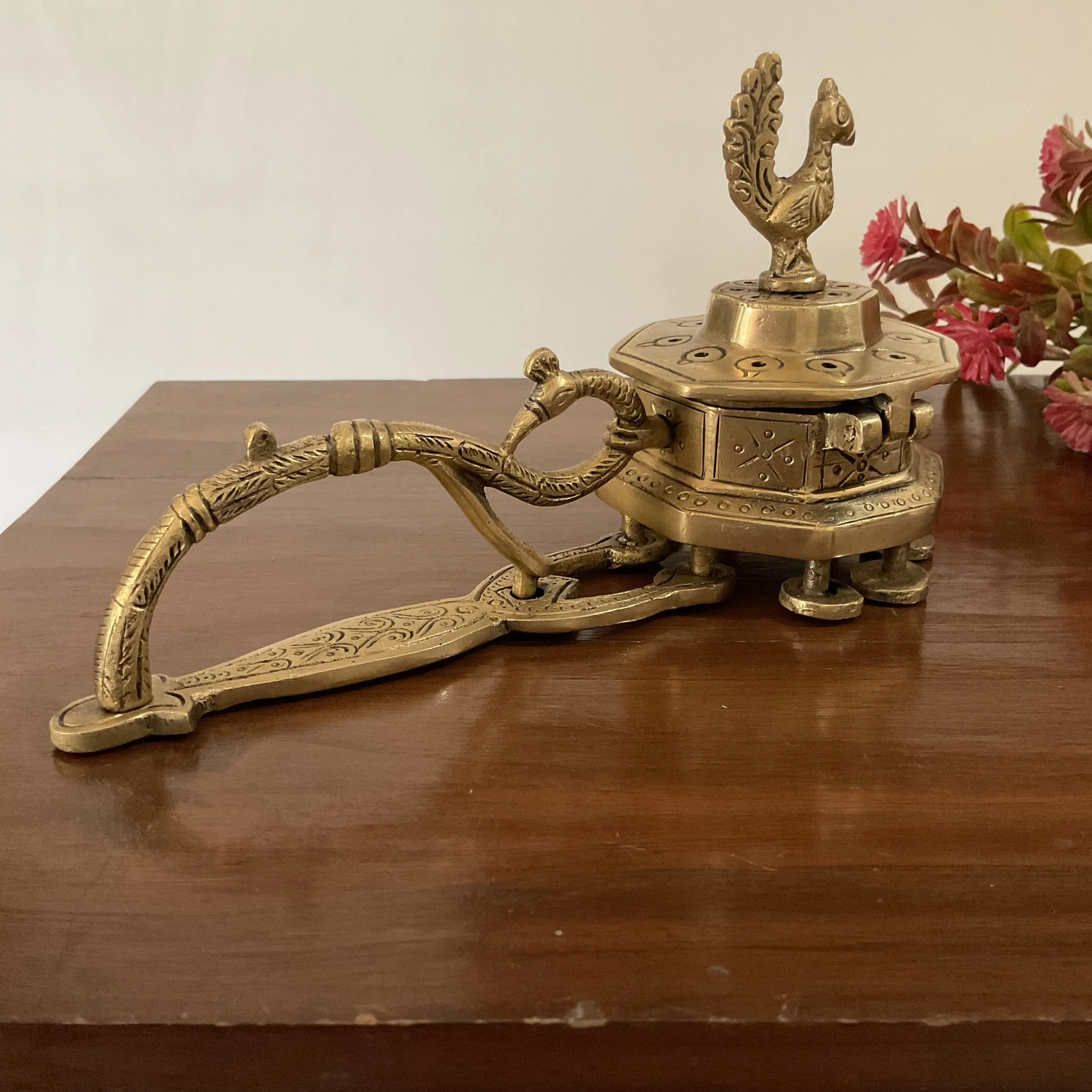 8 Inches Bird Brass Dhoop Dani With Handle, Incense Holder