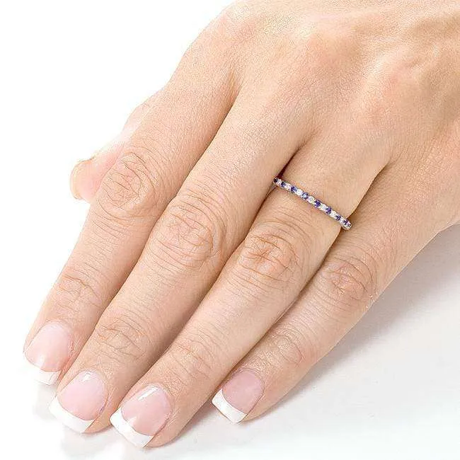 Alternating Ring - White Diamond - Blue Sapphire