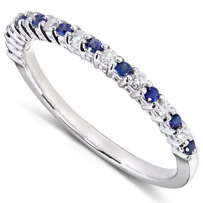 Alternating Ring - White Diamond - Blue Sapphire
