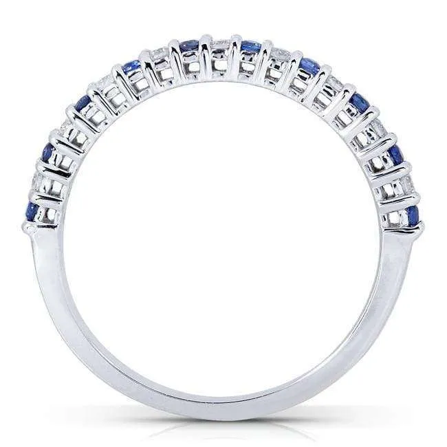 Alternating Ring - White Diamond - Blue Sapphire