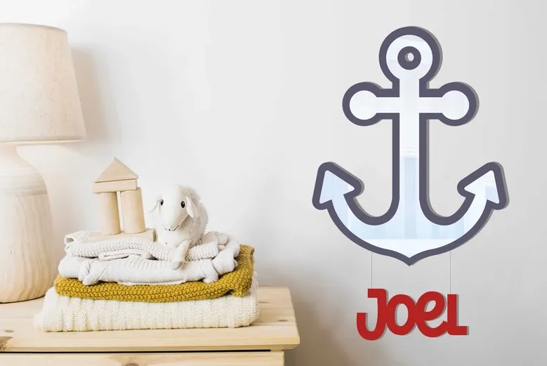 Anchor Shaped Bordered Kids Room Mirror