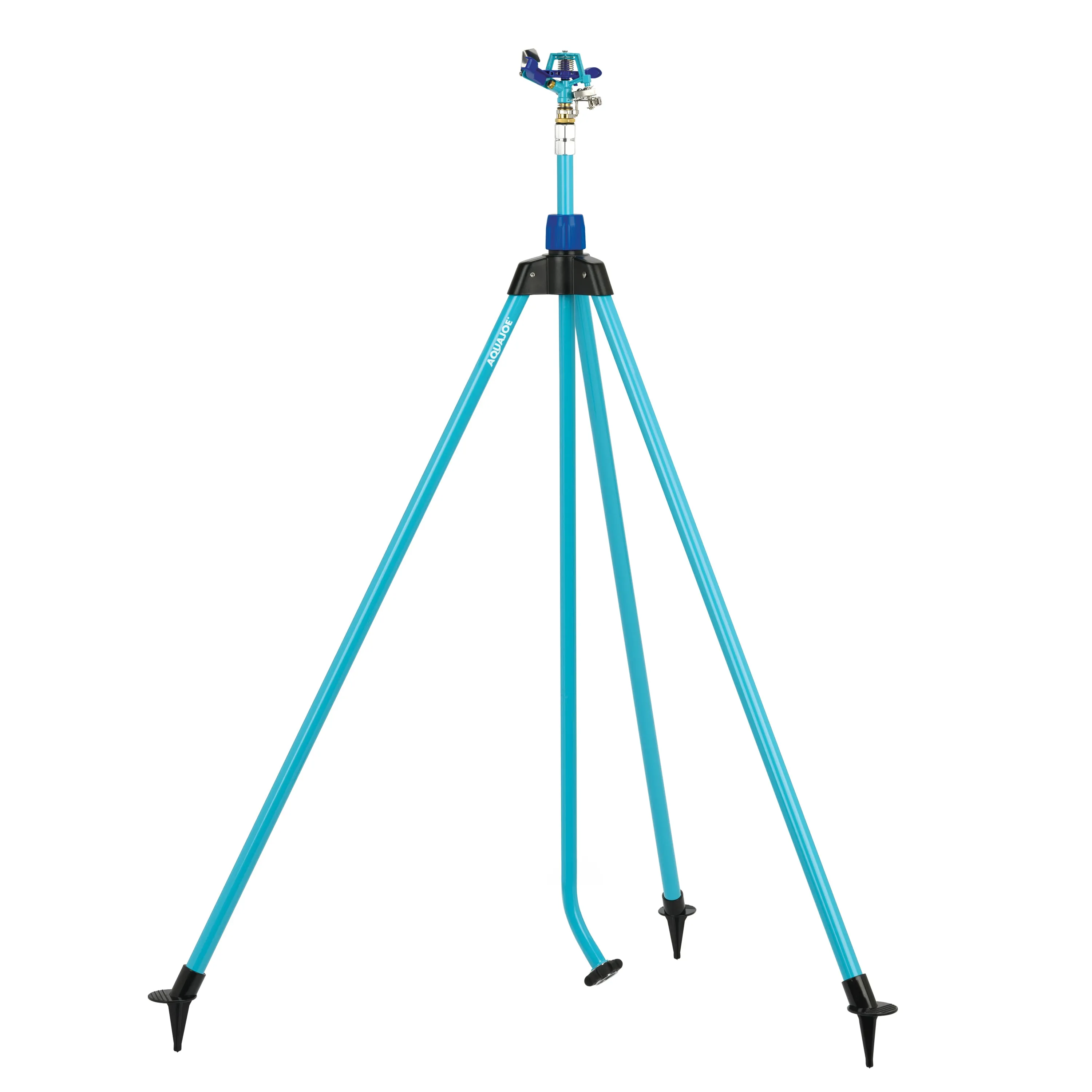 Aqua Joe AJ-IST72ZM Indestructible Zinc Impulse 360° Telescoping Tripod Sprinkler | Customizable Coverage | Extends from 42-72-inches | 1390 sq ft Max Coverage