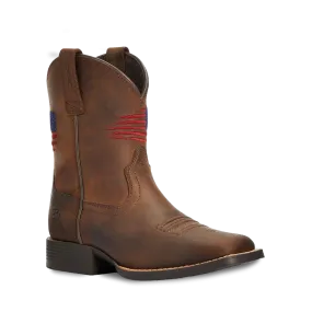 Ariat Children's Distressed Brown Patriot II Cowboy Boots 10034408