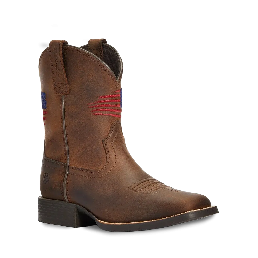 Ariat Children's Distressed Brown Patriot II Cowboy Boots 10034408