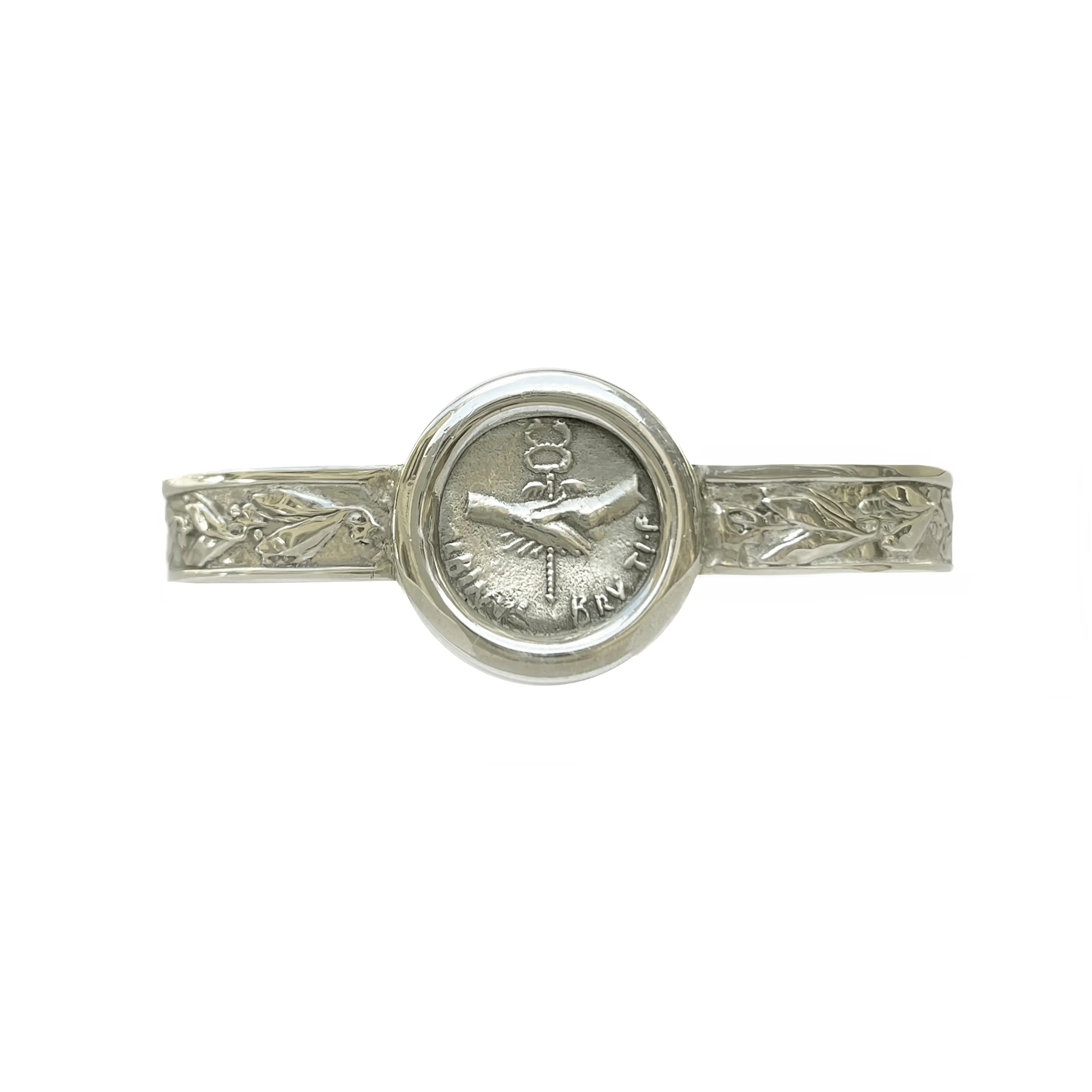 Authentic Roman coin Silver Bracelet depicting "Dextrarum Iunctio"