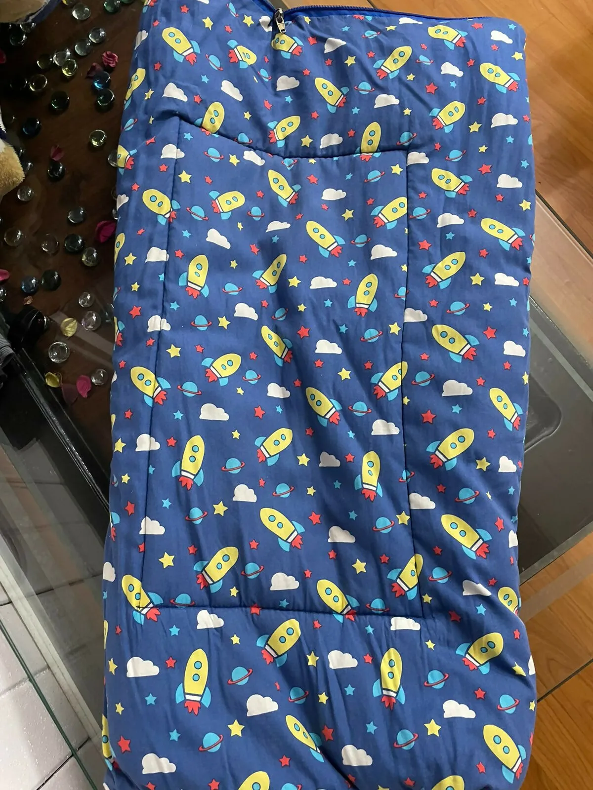BABYHUG 100% Cotton Sleeping Bag cum Carry Nest Space Print - Navy Blue