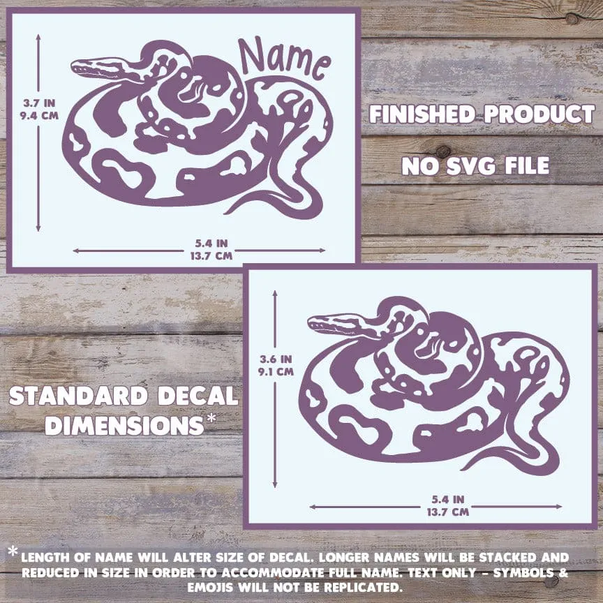 Ball Python Customizable Decal, Waterproof Reptile Vinyl Decal, Cute Snake Gift for Reptile Owners and Lovers