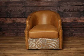 Broken Arrow Southwestern Desert Camel Leather Swivel Chair