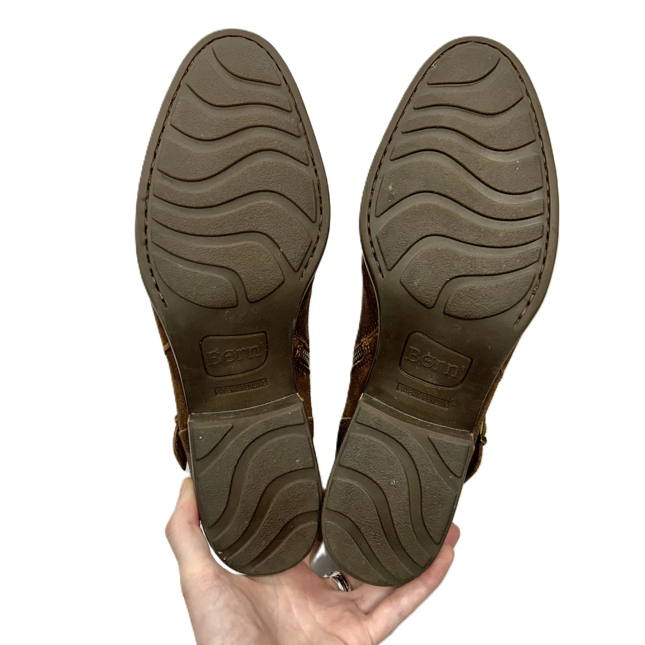 Brown Boots Ankle Flats By Born, Size: 10
