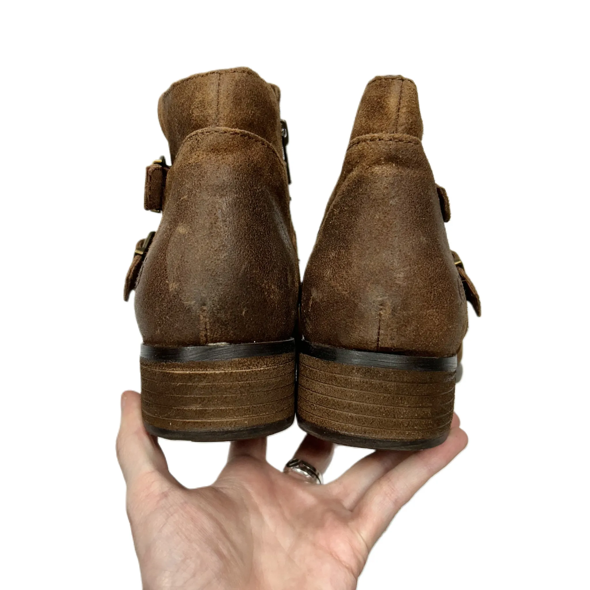 Brown Boots Ankle Flats By Born, Size: 10
