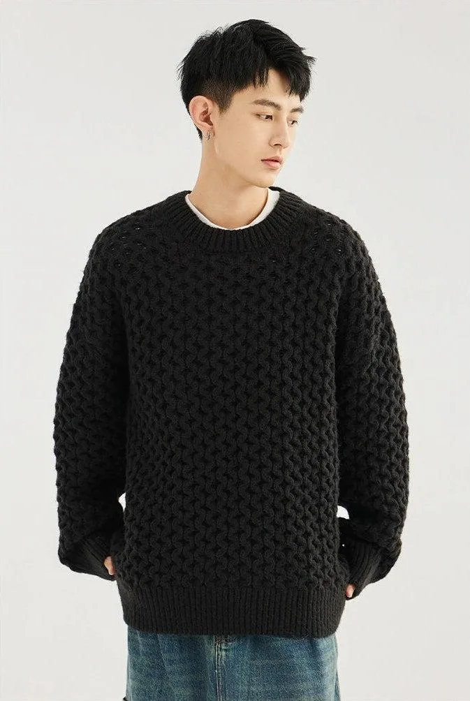 Cable Knit Ribbed Trim Sweatshirt