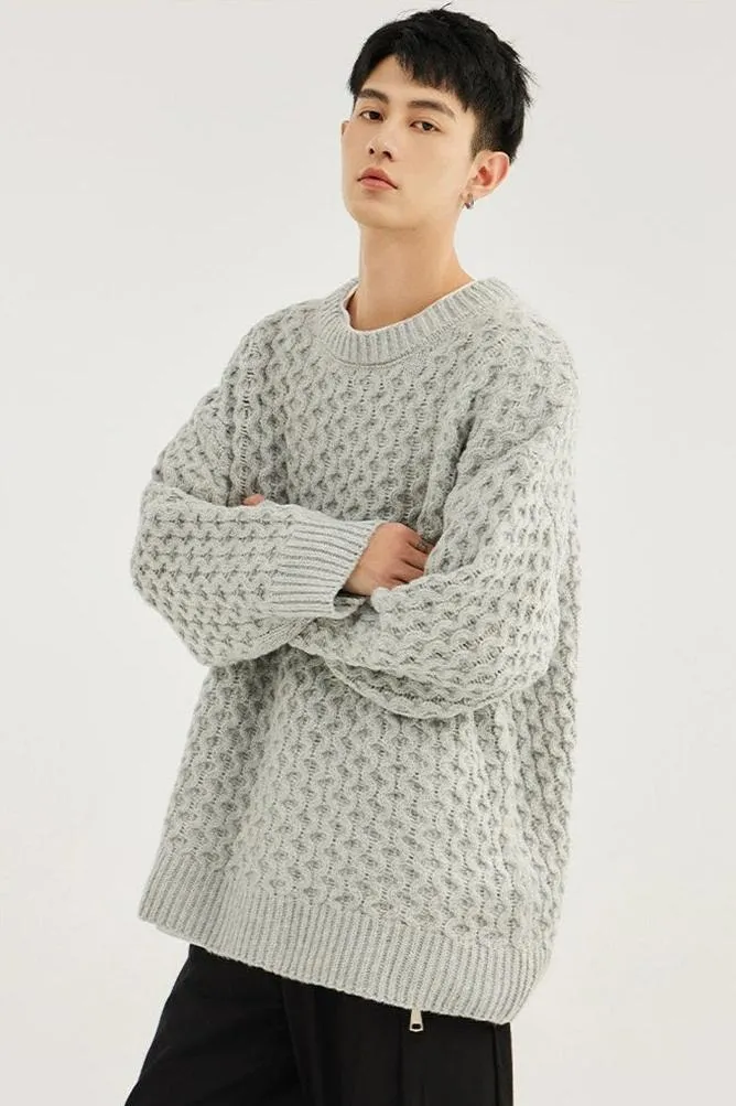 Cable Knit Ribbed Trim Sweatshirt