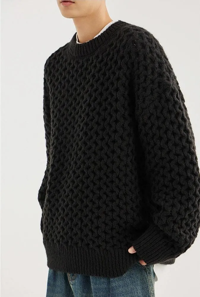 Cable Knit Ribbed Trim Sweatshirt