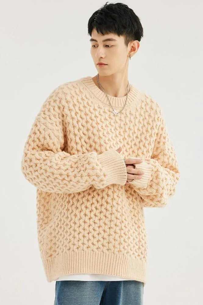 Cable Knit Ribbed Trim Sweatshirt