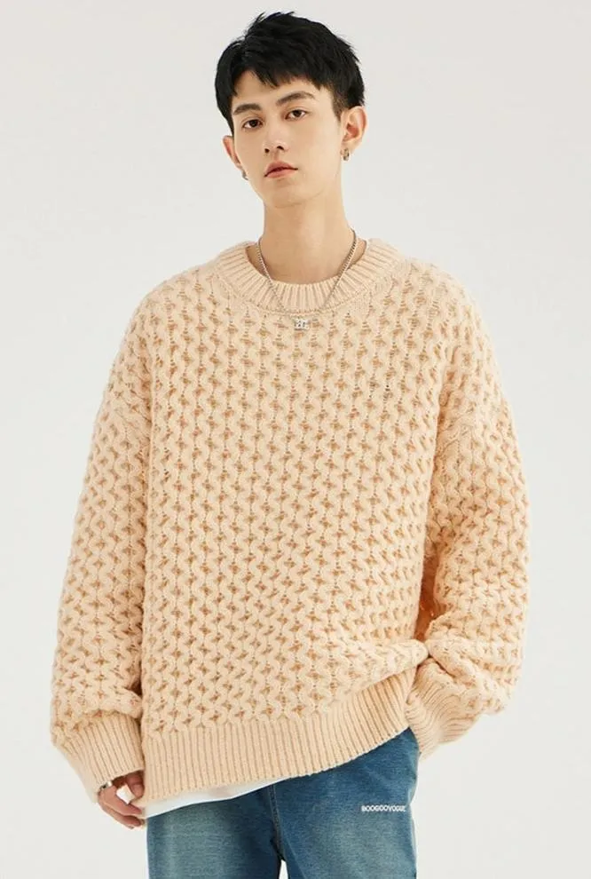 Cable Knit Ribbed Trim Sweatshirt