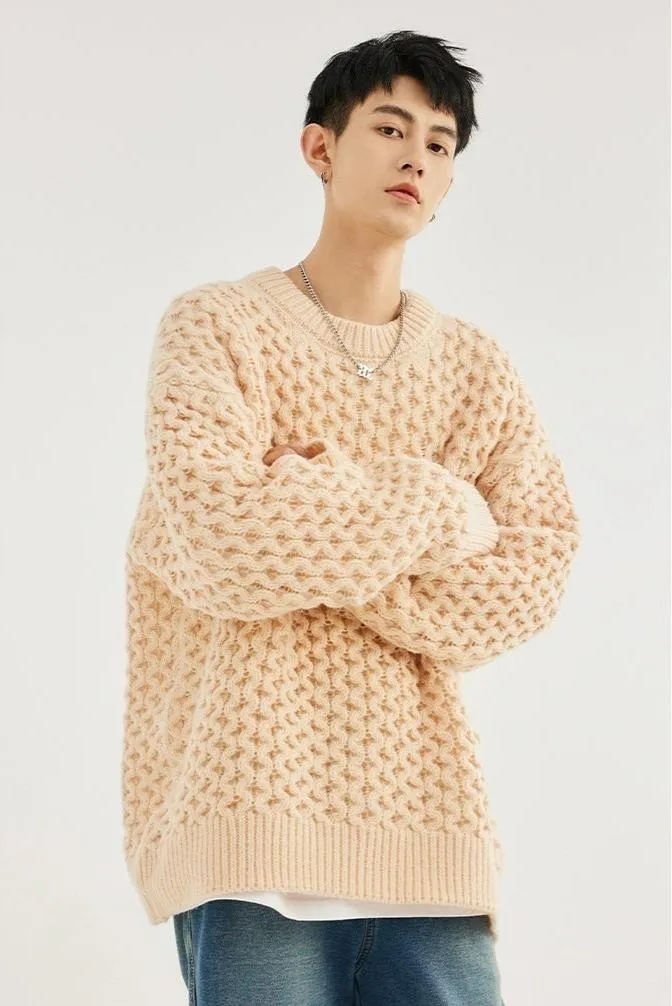 Cable Knit Ribbed Trim Sweatshirt