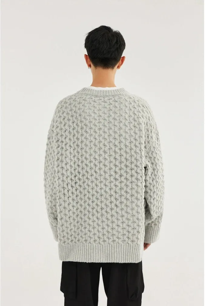 Cable Knit Ribbed Trim Sweatshirt