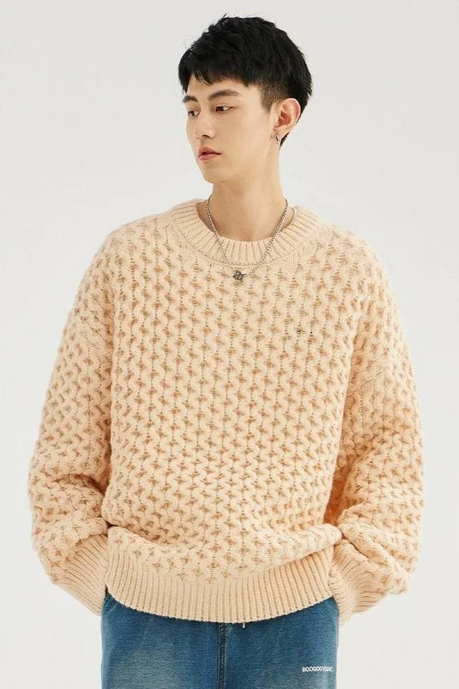 Cable Knit Ribbed Trim Sweatshirt