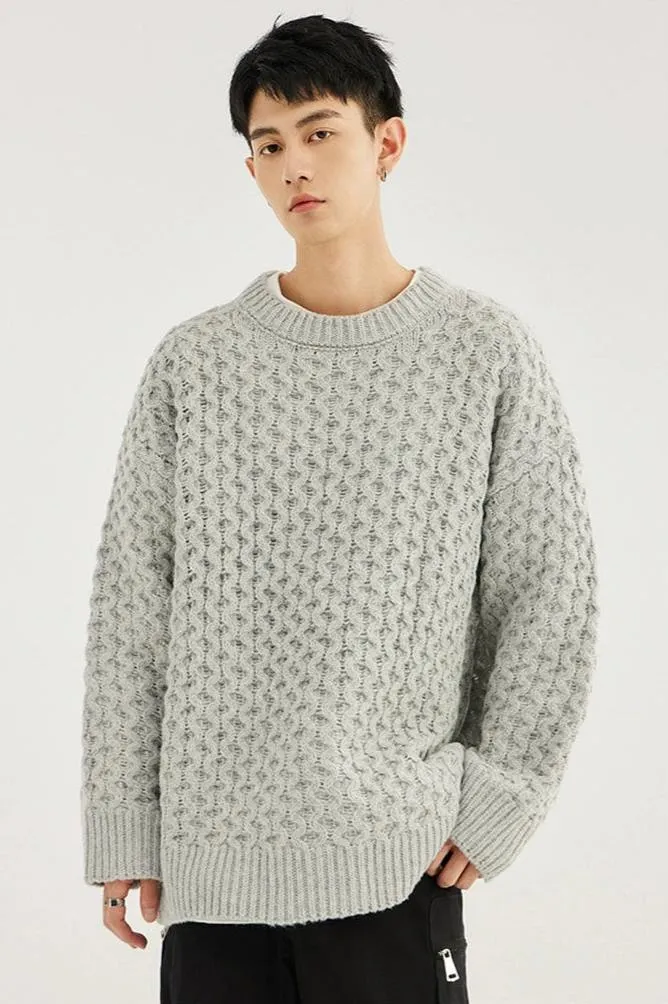 Cable Knit Ribbed Trim Sweatshirt