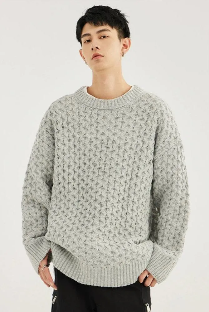 Cable Knit Ribbed Trim Sweatshirt