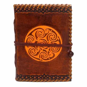 Celtic Spiral Leather Journal with Antique Paper & Cord