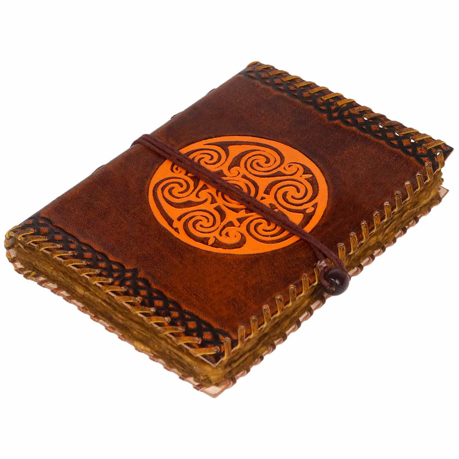 Celtic Spiral Leather Journal with Antique Paper & Cord