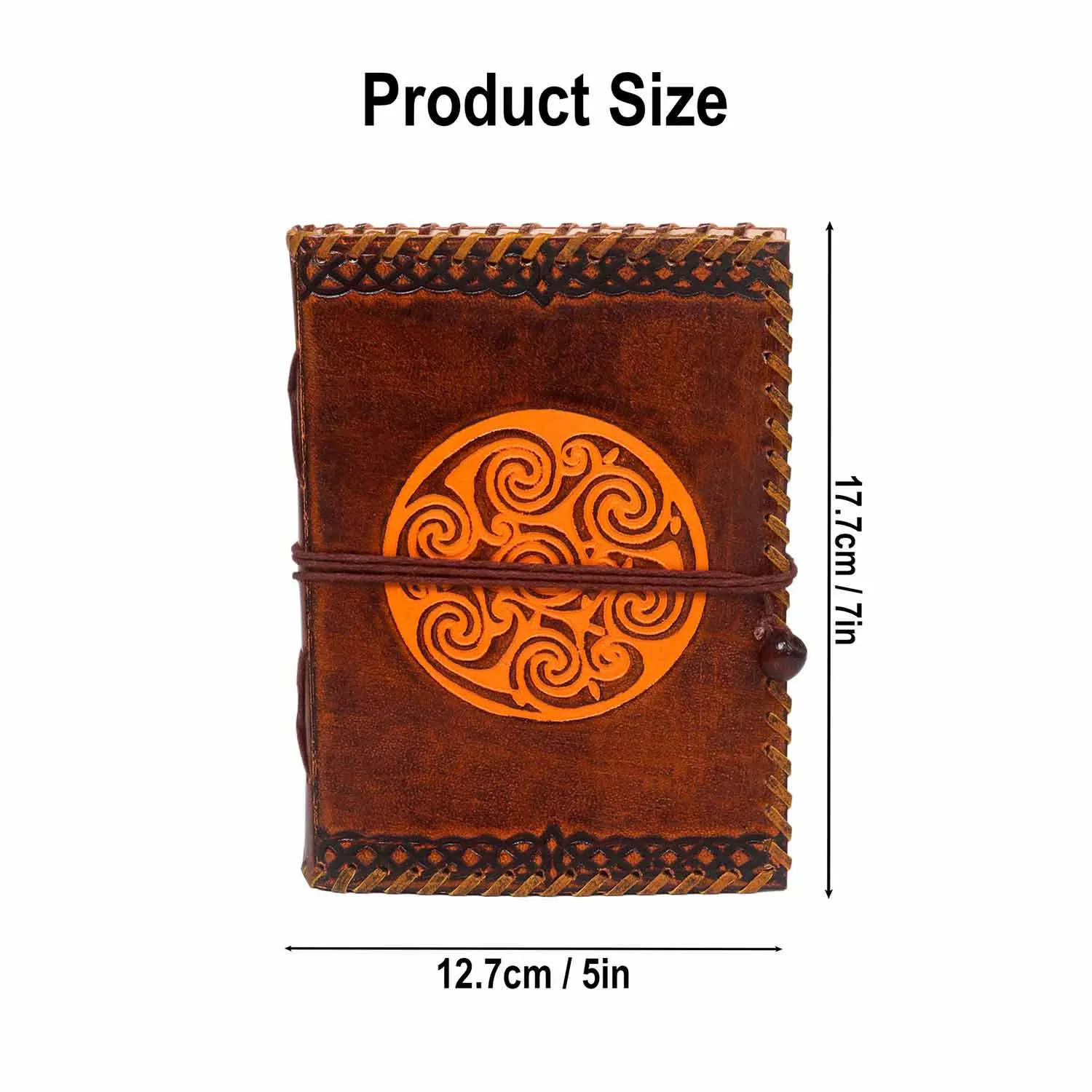 Celtic Spiral Leather Journal with Antique Paper & Cord