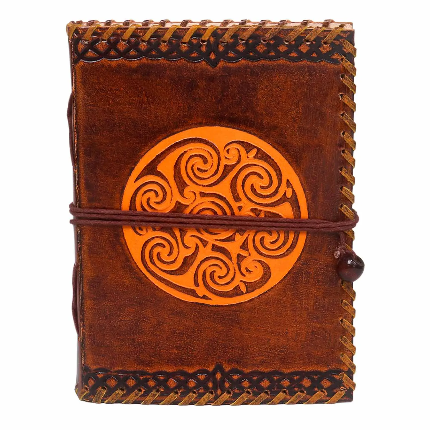 Celtic Spiral Leather Journal with Antique Paper & Cord