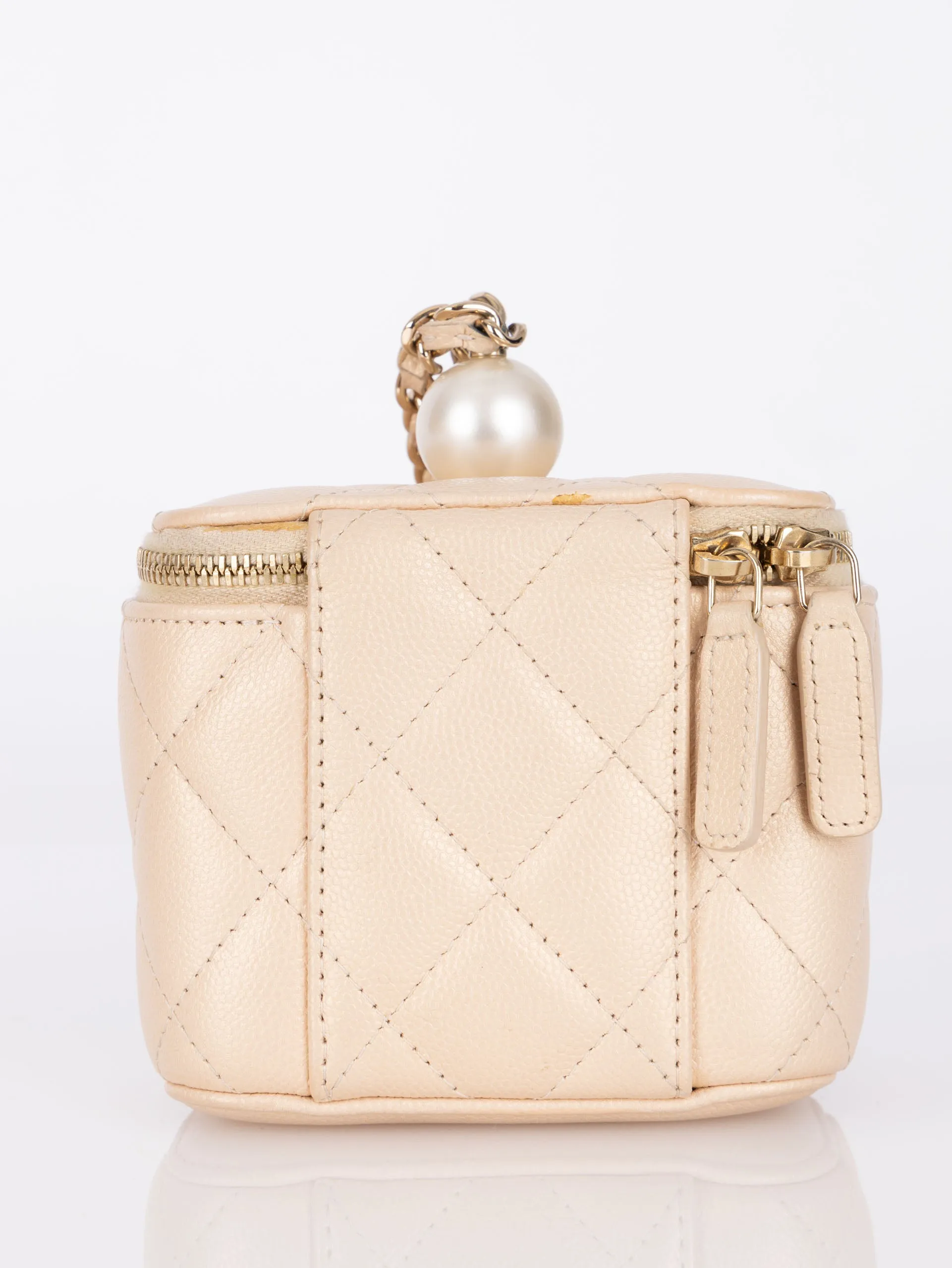 Chanel 2021 Caviar Iridescent Pearl Mini Vanity