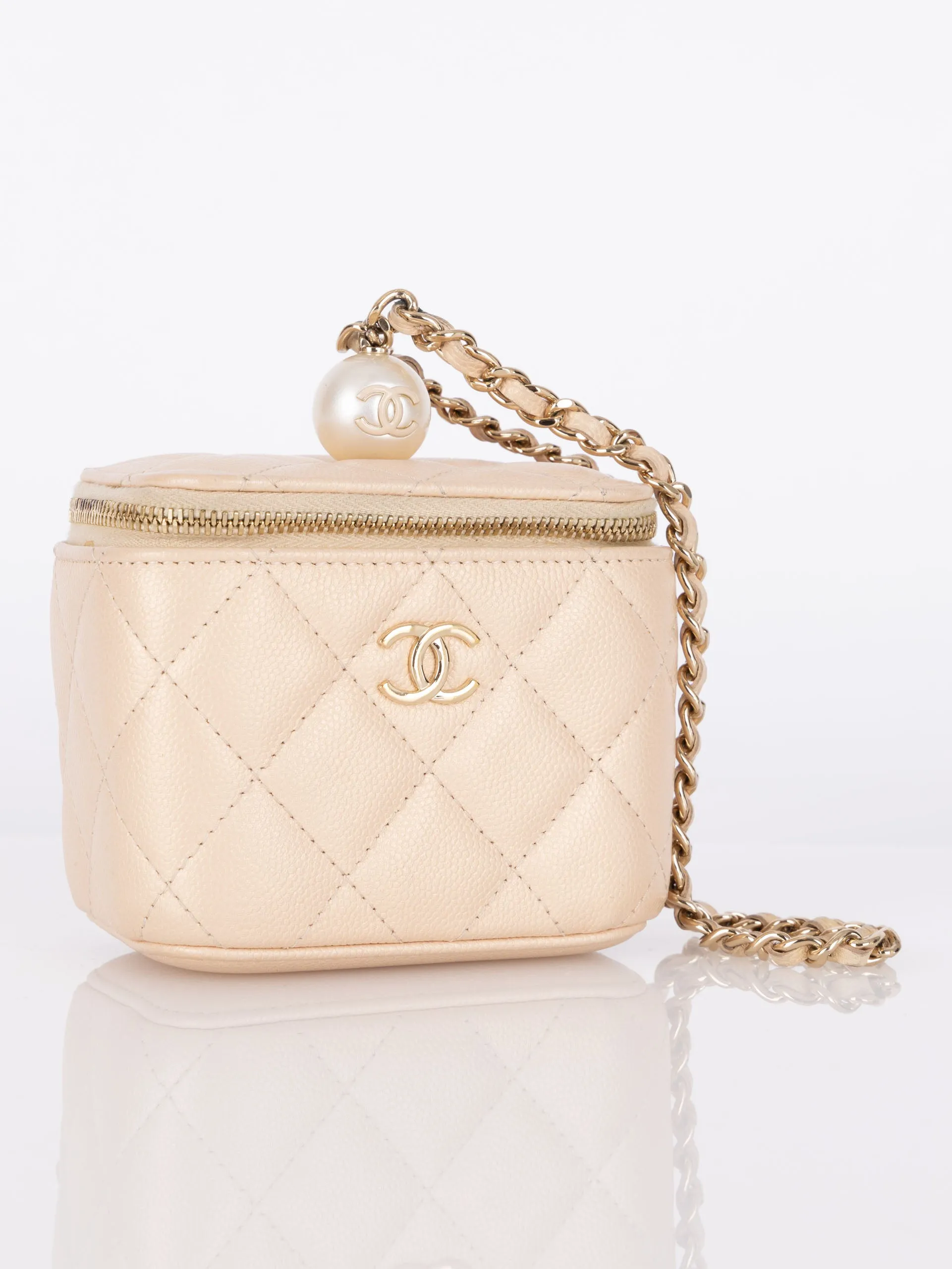 Chanel 2021 Caviar Iridescent Pearl Mini Vanity